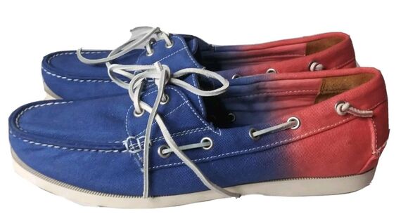 Polo Ralph Lauren USA Merton Boat Shoes Hombre Blue Red Tie dye Canvas Mens 11.5 main image 8